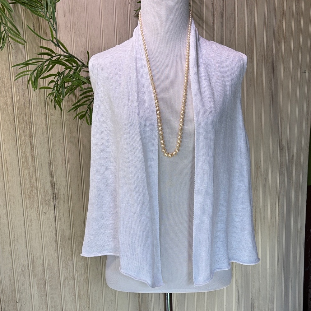 Eileen Fisher White Linen Waterfall Vest, NWOT, Petite Medium